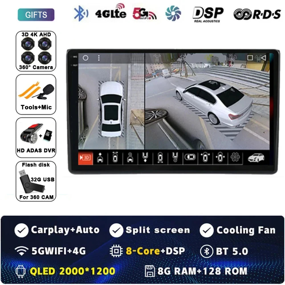 Android 14 For Audi A4 II 2 B6 III 3 B7 2000 - 2009 S4 2002 - 2008 RS4 2005 - 2009 Car Radio Multimedia Video Player Navigation