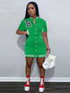 Casual Black Green Pink Summer Bodycon Dress Women Streetwear Short Sleeve Letter Dress White Mini Dress For Women 2022