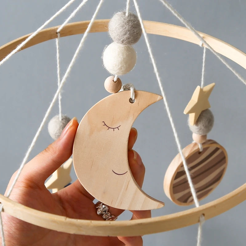 Baby Bed Bell Wood Mobile Toddler Rattles Toys Crib Bell Rattles Boho Style Kids Musical Toys 0-12 Months For Baby Newborn Gifts