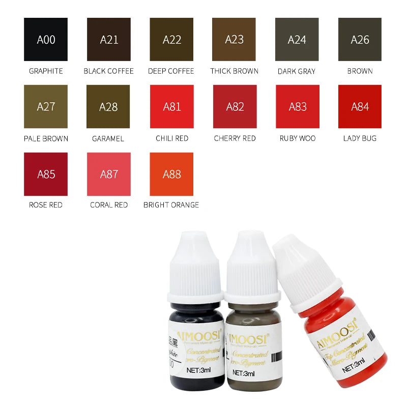 New Top Tattoo Microblading Paint Ink 3ml Pigment For Semi Permanent Body Art Eyebrows Eyeliner Lips Tint Makeup Supplies