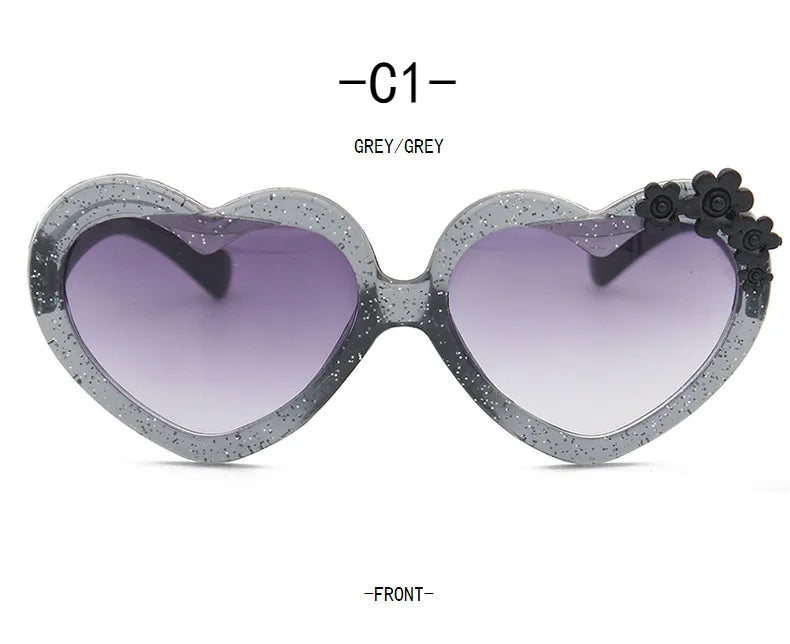 Girls Boys Love Heart Sunglasses Outdoor Sun Protection Children Lovely Flower Vintage Sun Glasses Classic Kids Eyewear UV400