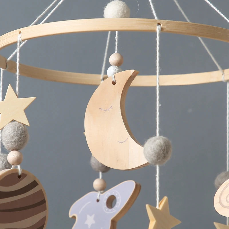 Baby Bed Bell Wood Mobile Toddler Rattles Toys Crib Bell Rattles Boho Style Kids Musical Toys 0-12 Months For Baby Newborn Gifts