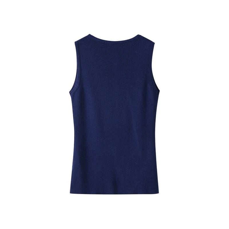 Elegant Knit Vest Suits Women Solid Single Breasted O-neck Sleeveless Slim Waistcoat Bodycon Midi Skirts 2025 Spring Lady Outfit