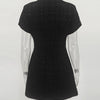 Talenza Women's Elegant Tweed A-Line Dress Solid Slim Fit Y2k Short Sleeve Dress Retro O-Neck Patchwork Luxury Evening Dress