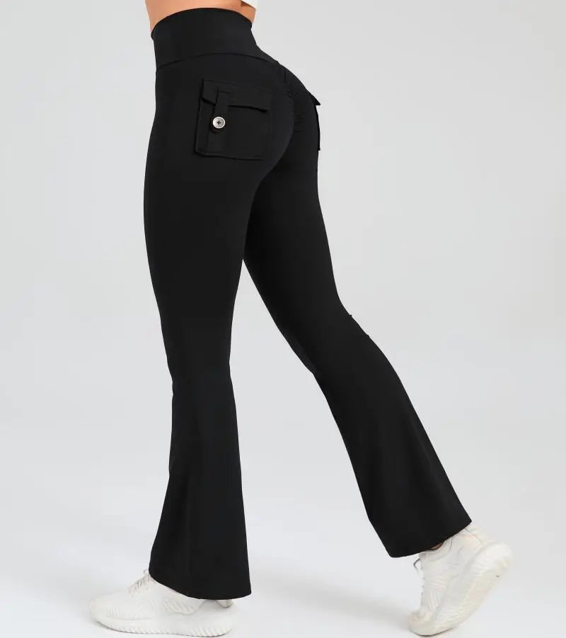 Women Flare Pocket Leggings High Waist Sport Yoga Pants Quick Dry Breathable Leggings Outfit Fitness Gym Clothes Sportwear Pant