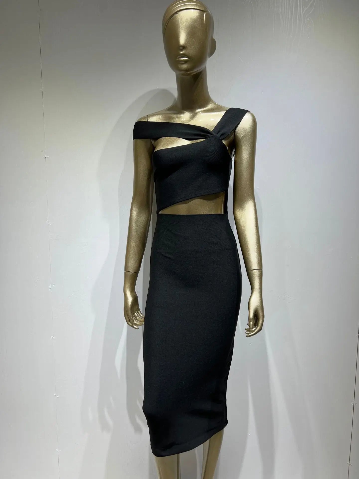 Women Summer Sexy Hollow Out Brown Midi Knee Length Bodycon Bandage Dress 2023 Designer Elegant Evening Party Dress Vestido