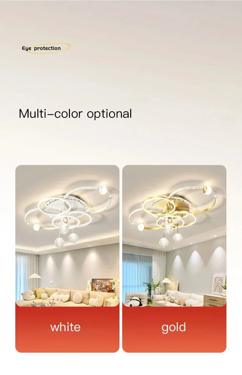 Modern Minimalist LED Ceiling Light Personalized Creative Ring Living Room Lights Gold Atmosphere Bedroom Study Chandelier