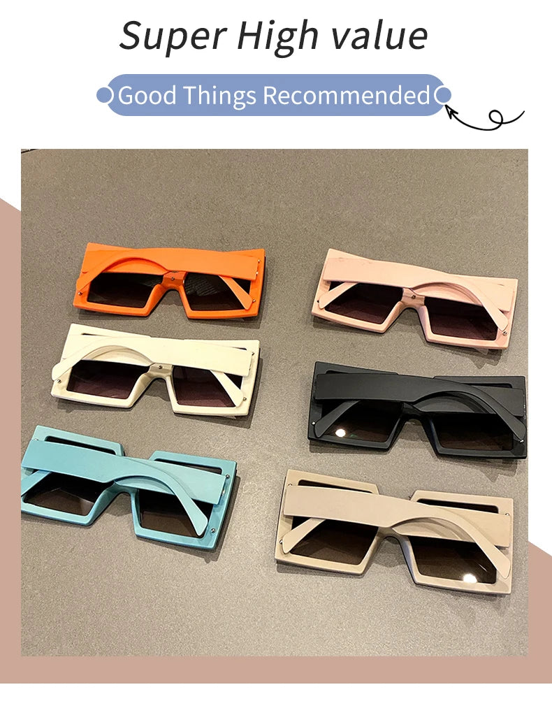 KAMMPT Square Oversized One-pieces Sunglasses Men Women Trendy Gradient Goggle Eyewear Fashion Luxury Brand Design Sun Glasses