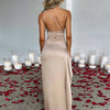 Summer Sexy One Shoulder Satin Long Dress for Women Sleeveless Backless High Split Party Evening Dresses Elegant Cocktail Dress