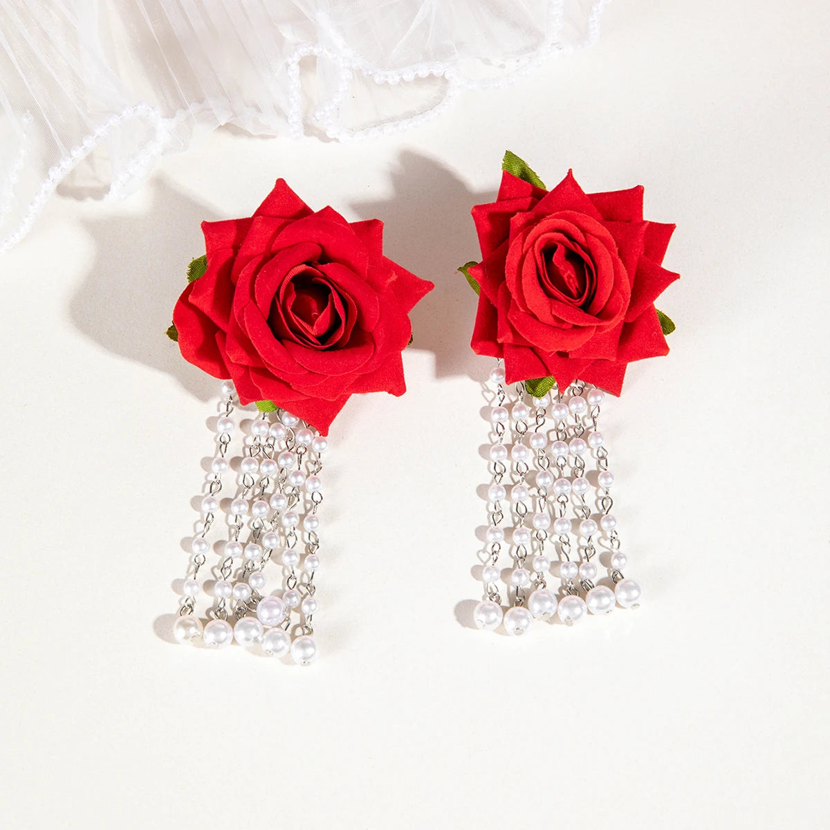 Tocona Bohemia for Women Long Tassel Earrings Multicolor Rose Flower Pendant  Earrings Exquisite Party Jewelry Accessories