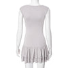 Women's Solid Pleated Short Dress Sleeveless O-neck Fashion Elegant Simple Mini Bodycon Dresses Slim Street Casual Party Holiday