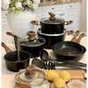 15 Piece Hammered Cookware Set Nonstick Granite Coated Pots and Pans Set