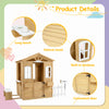 LZBEITEM Wooden Playhouse for Kids Outdoor with Working Door, Windows, Mailbox, Bench, Flowers Pot Holder, 39" x 38" x 55.5"