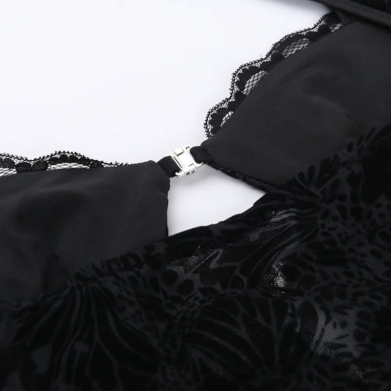 FAGADOER Sexy Lace See Through 2 Piece Sets Woman Outfit Hollow Out Crop Top + Flare Pants Female Y2K Streetwear Summer Spring