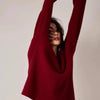 Turtleneck 100% cashmere sweater women loose thickening age reduction niche vintage red crewneck sweater women long sleeves