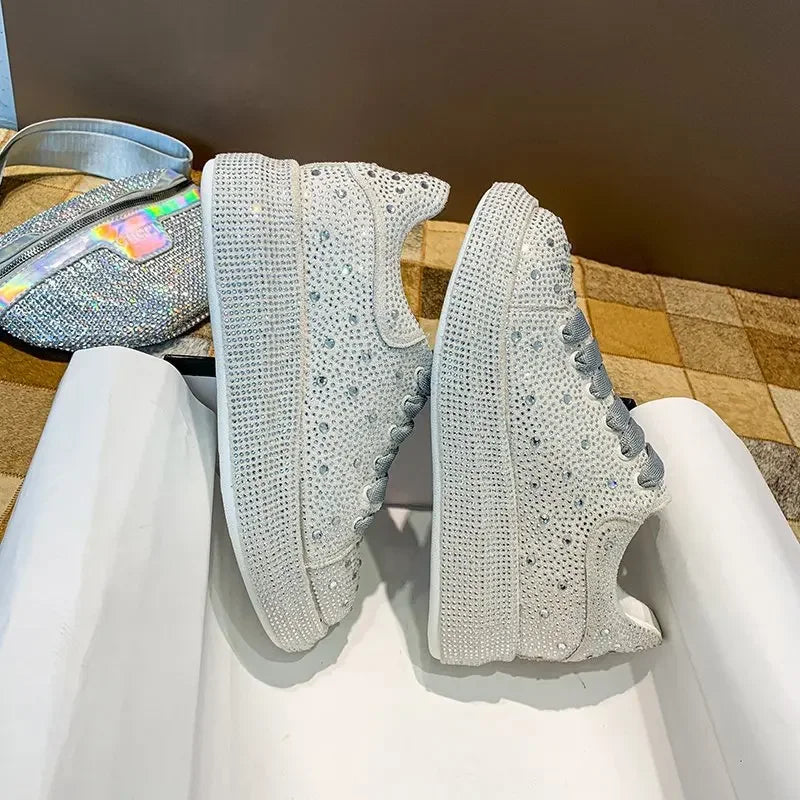 Brand Women's Sneakers Luxury Rhinestones Women Causal Shoes Designer Platform Sport Shoes Fashion Comfort Women Shoes Plus Size