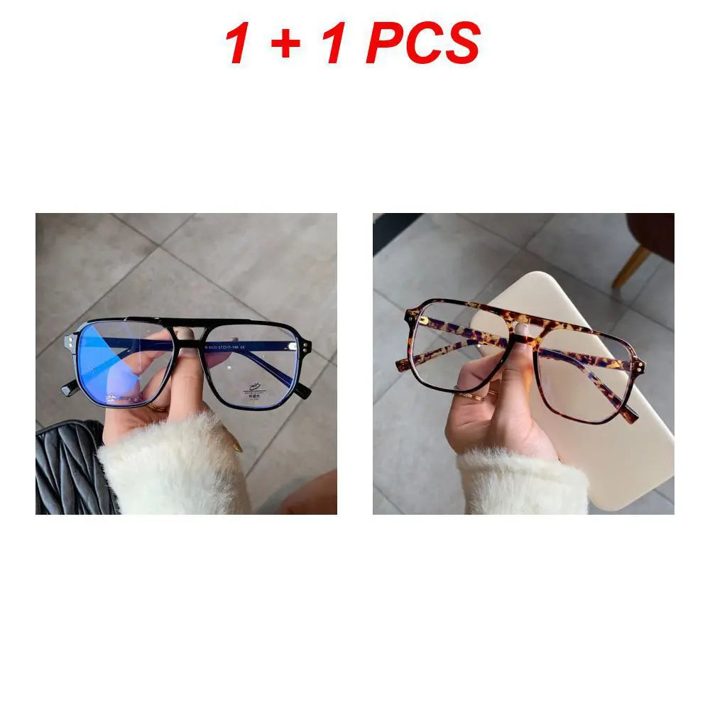 Retro Fashion Anti-blue Light Glasses Men Women Transparent Computer Glasses Frame Eyeglass Frame Flat Glasses Square Eyeglasse