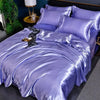 Nordic Satin Silk Bedding Set with Duvet Cover Bed Sheet Pillowcases Luxury Solid Single Double Couple Pillow Case Bedsheet