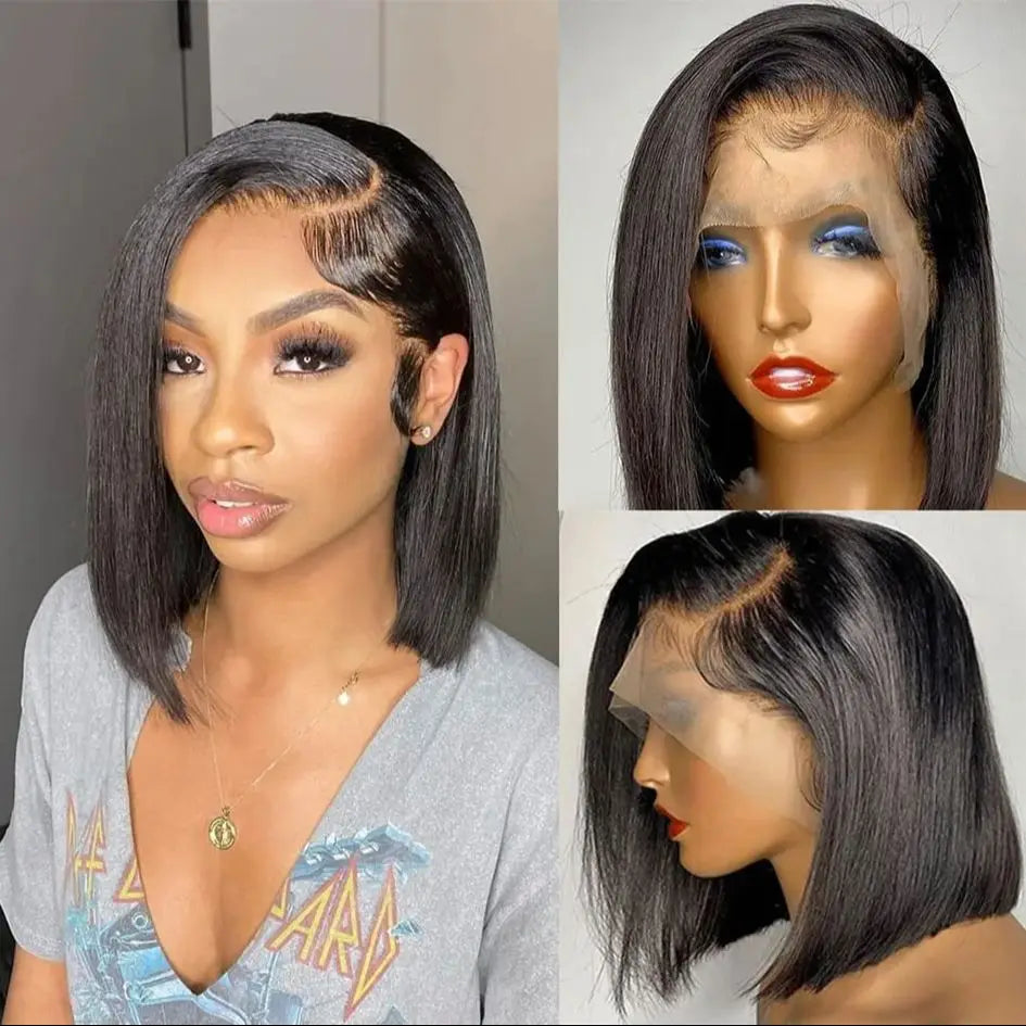 Hot Red Bob Wig 13x4 Lace Front Human Hair Wigs For Women Brazilian Bone Straight Red Colored Lace Frontal Wigs 10 12 14 16 Inch