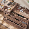 69" W rustic wood bedroom dresser with glass top, 9 large storage drawers, 3 color usable lights and 30 "HD Led mirror
