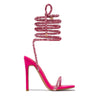 Eilyken CRYSTAL Diamond Thin High Heels Women Sandals Sexy Ankle Cross Strap Lace-Up Square Toe Party Dress Female Shoes