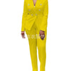 Women Pants Set Two Piece Sets Turn Down Collar White Blazer Elegant Coats Matching Sets Work High Waist Long Pants Suits
