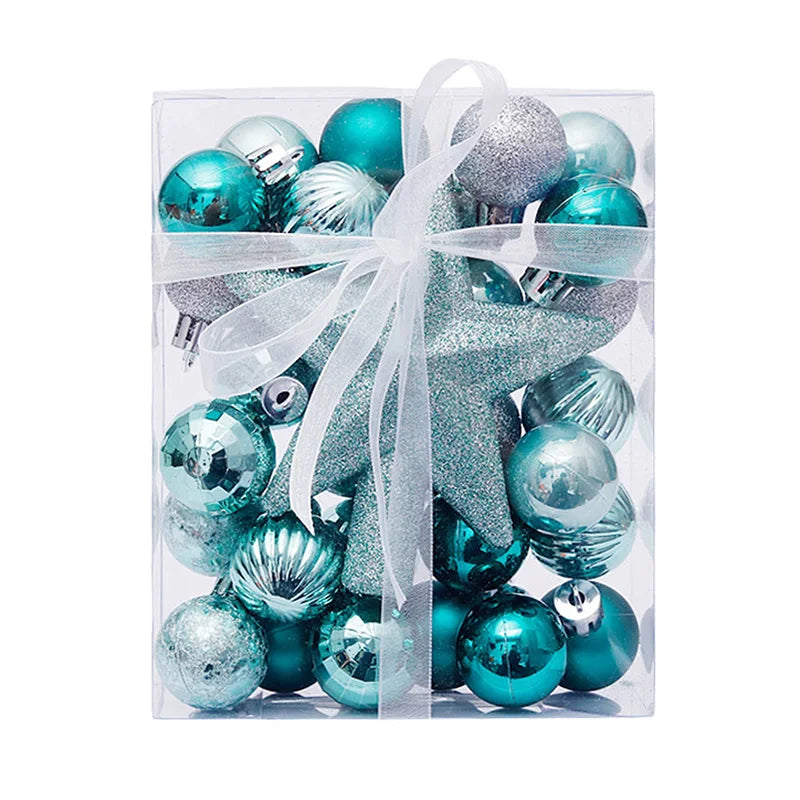 30pcs/set Christmas Bauble Balls Pendant Xmas Tree Hanging Ornament Star Topper Noel Navidad Decoration for Home New Year Gift