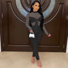 Sexy Mesh Patchwork Jumpsuits for Women Elegant Long Sleeve Bandage One Piece Party Long Bodysuit