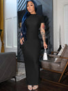 Hugcitar Pure Color O Neck Short Sleeve Slit Sexy Bodycon Slim Maxi Prom Dress 2024 Summer Women Elegant Party Festival Clothes