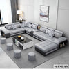 MINGDIBAO Fabric Sofa Set Furniture Living Room Sofa Set with USB and Stools / Big U Shape Cloth Couch Sofas for Home Furniture