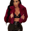 Fashion Faux Fur Open Stitch Lapel Crop Jackets Women Clothing Autumn Winter Solid Long Sleeve Warm Furry Fluffy Coat Outer Wear