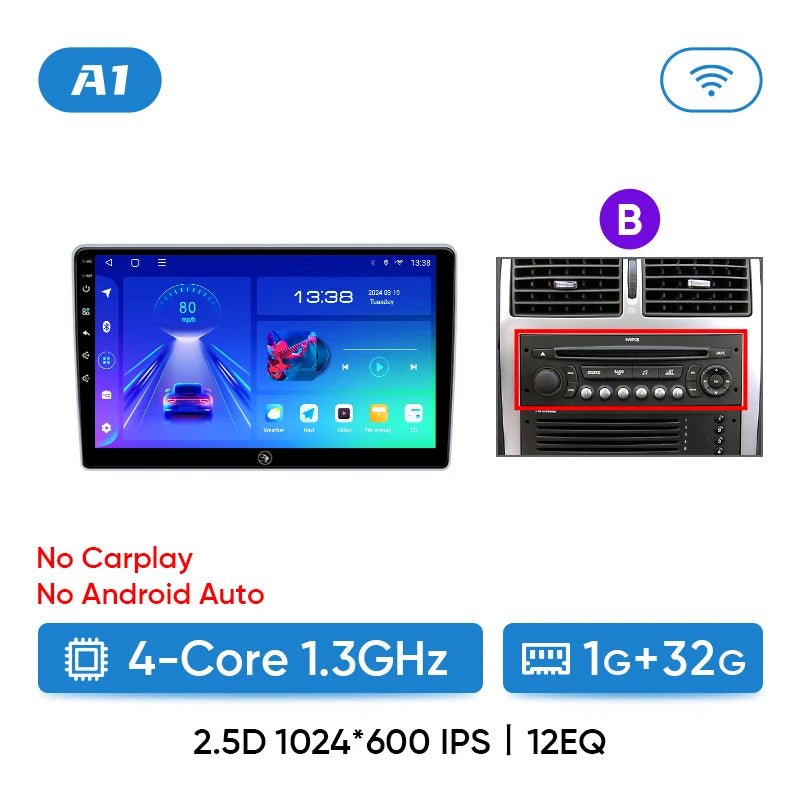 Ainavi Car Radio For Peugeot 307 CC 307CC 307SW 2002 - 2013 Wireless Carplay Android Auto Stereo Multimedia Player 4G 2 Din