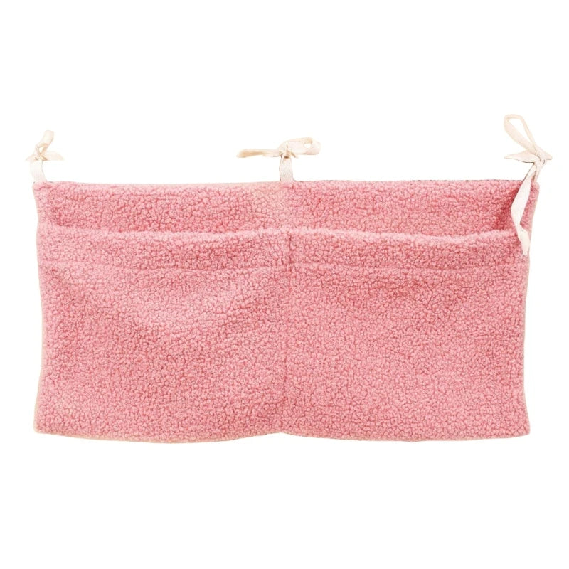 New Thick Plush Baby Crib Hanging Storage Bag Portable Double Pockets Newborn Cot Toy Organizer Bag Bed Headboard Storage Pouch
