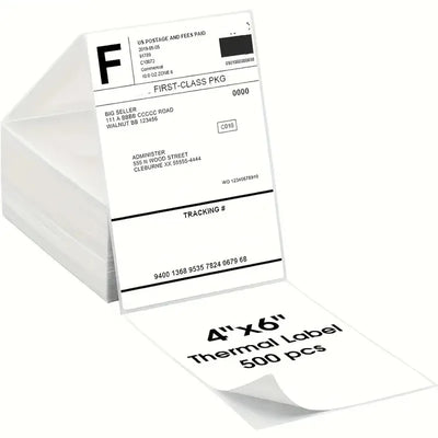 4x6 Inch Direct Thermal Labels 500 Labels Per stacked -Strong Adhesive, Labels Resistant to Water & Grease For shipping label