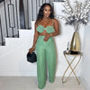 Women's Set Sleeveless 3D Flower Crop Bra Top+Wide Leg Pants Elegant beach holiday Two 2 Piece Set Outfits