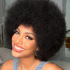 Afro Fluffy Curly Human Hair Wigs 70S Jerry Curl Wig One Wig Two Stlyes Glueless Wig Puffy Bouncy Wig Bouncy Wet and Dry Styling