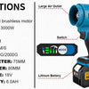 Gisam 300000RPM Brushless Electric Turbo Blowers Jet Fan 400M/S Handheld Leaf Blower Dust Blowing Tool for Makita 18V Battery
