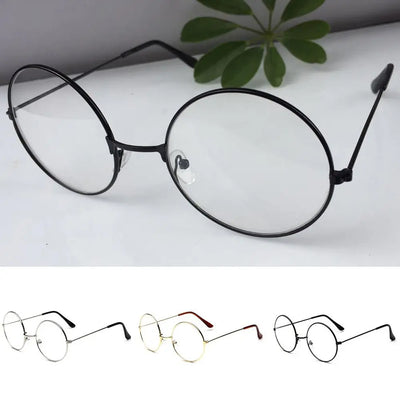 New Metal Frame Glasses Clear Round Lens Eye Glasses for Women Men Large Oversized Eyeware Harajuku Decorative Glasses Gifts