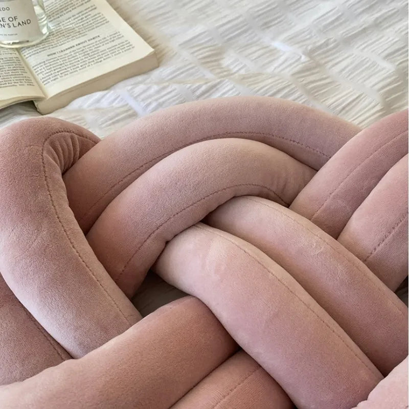 Inyahome Handmade Knot Throw Pillows for Couch Soft Decorative Knotted Comfort Pillow Cushion for Home Sofa Bedroom Decor Blue