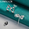 925 sterling silver lady women Valentine's Day gift creative ring necklace stud earrings fashion jewelry set wedding party nice