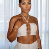 Sexy Night Party 2 Piece Sets Women Outfit Clubwear Festival Clothing Halter Crop Top and Pants Conjuntos Femininos Elegantes