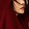 Turtleneck 100% cashmere sweater women loose thickening age reduction niche vintage red crewneck sweater women long sleeves