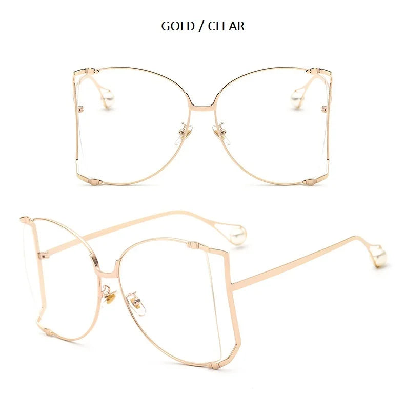 Fashion Model Ocean Yellow Square Sunglasses Women Luxury Brand Oversized Shades Pearl Chic Sun Glasses For Female Men Oculos