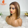Millionaire Queen Bob Wig 13x4 Transparent Lace Frontal Short Straight Highlight 100% Human Hair Wigs 180 Density Wigs Woman