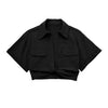 Women Fashion Front Knot Elastic Linen Cropped Shirts Vintage Short Sleeve Patch Pockets Female Blouses Blusa Chic Tops