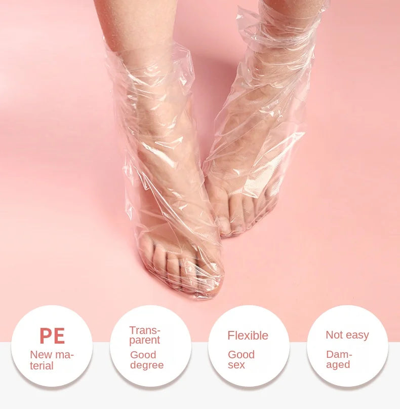 100PCS Transprent Disposable Foot Bags Detox SPA Covers Pedicure Prevent Infection Remove Chapped Foot Care Tools Bath Wipe