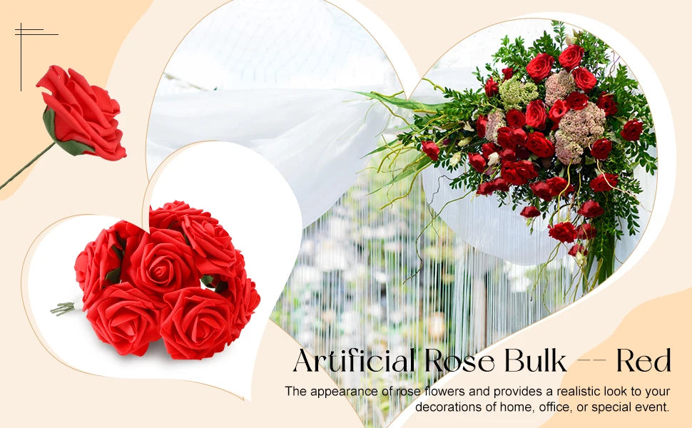 50-200PCS Artificial Roses Flowers Foam Flowers with Stems Fake Roses for DIY Wedding Bouquets Centerpieces Valentine's Day