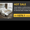MANBAS Tech Smart Multifunctional Bed Frame with Genuine Leather, Bluetooth Speaker, and Massager Ultimate Soft Lit Tatami Camas