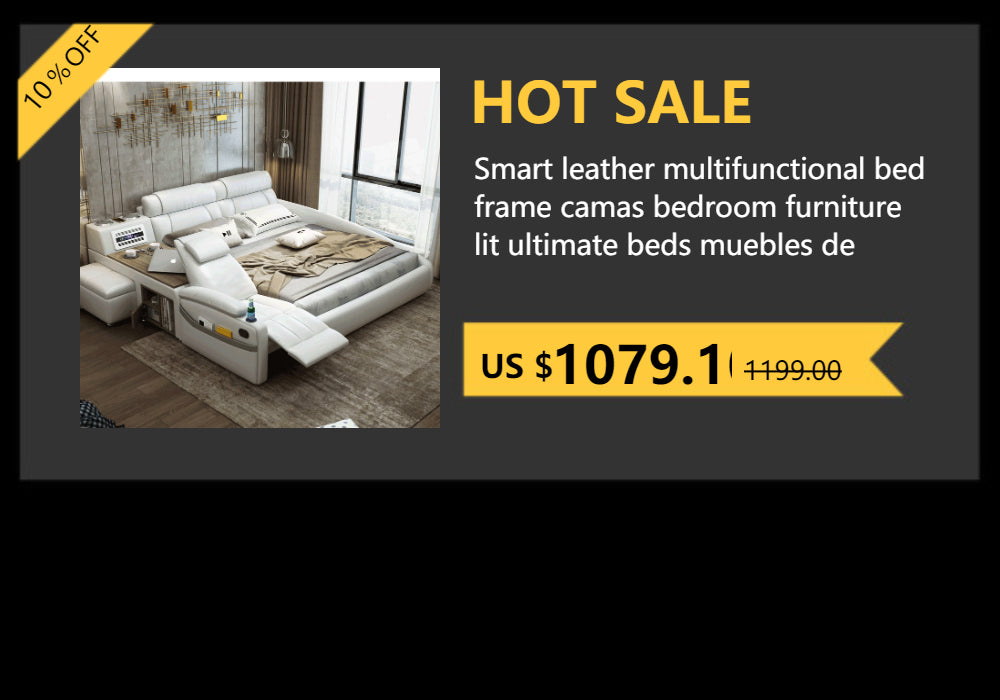 MANBAS Tech Smart Multifunctional Bed Frame with Genuine Leather, Bluetooth Speaker, and Massager Ultimate Soft Lit Tatami Camas