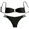 Women Two-piece Trunk Swimsuit Stylish Bandeau Padded Bikini Set Split Swimming Suit Lady Girls Pad Bra Briefs Set Beachwear